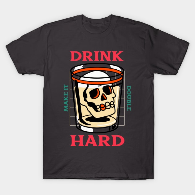 Shot Glass Skull Tattoo Double Shot Heavy Drinker Drinking T-Shirt by Tip Top Tee's